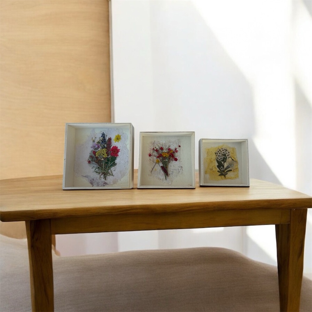 Set of 3 Framed Floral Objects